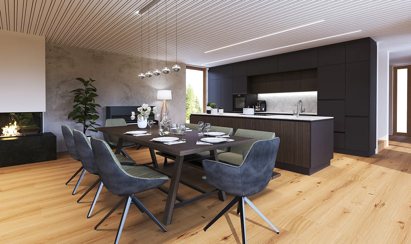 Beispielküche Galerie schwarz blau